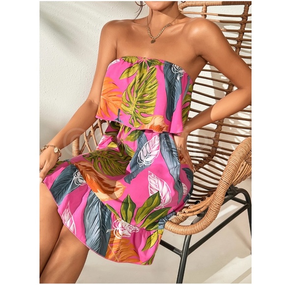 Tube Top Free Size Pink Orchid Beach Dress, Pastel Pink